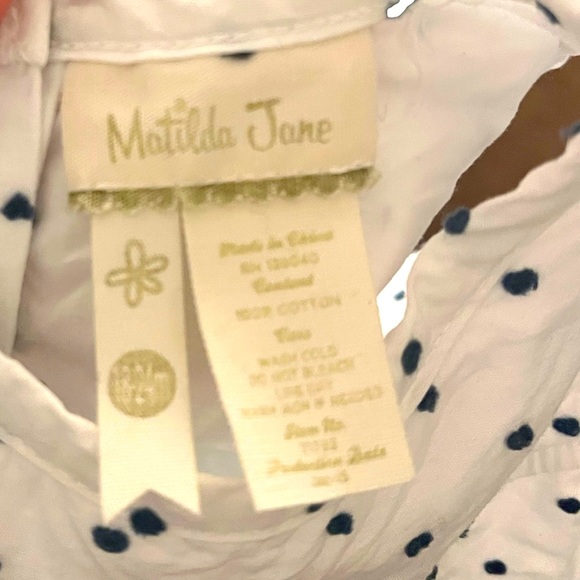 18/24 month Matilda Jane Dress Swiss Polka Dot Navy White Nautical NWOT Baby - Picture 4 of 4